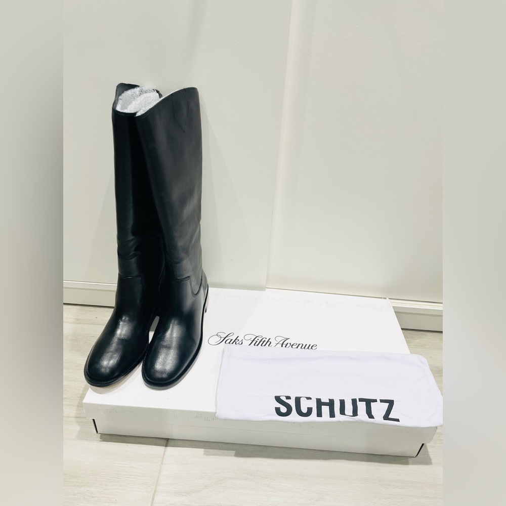 NIB Schutz Terrance knee high black leather boots sz 8
